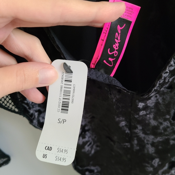 Brand New Small La Senza Black Velvet Bodysuit - Picture 3 of 4